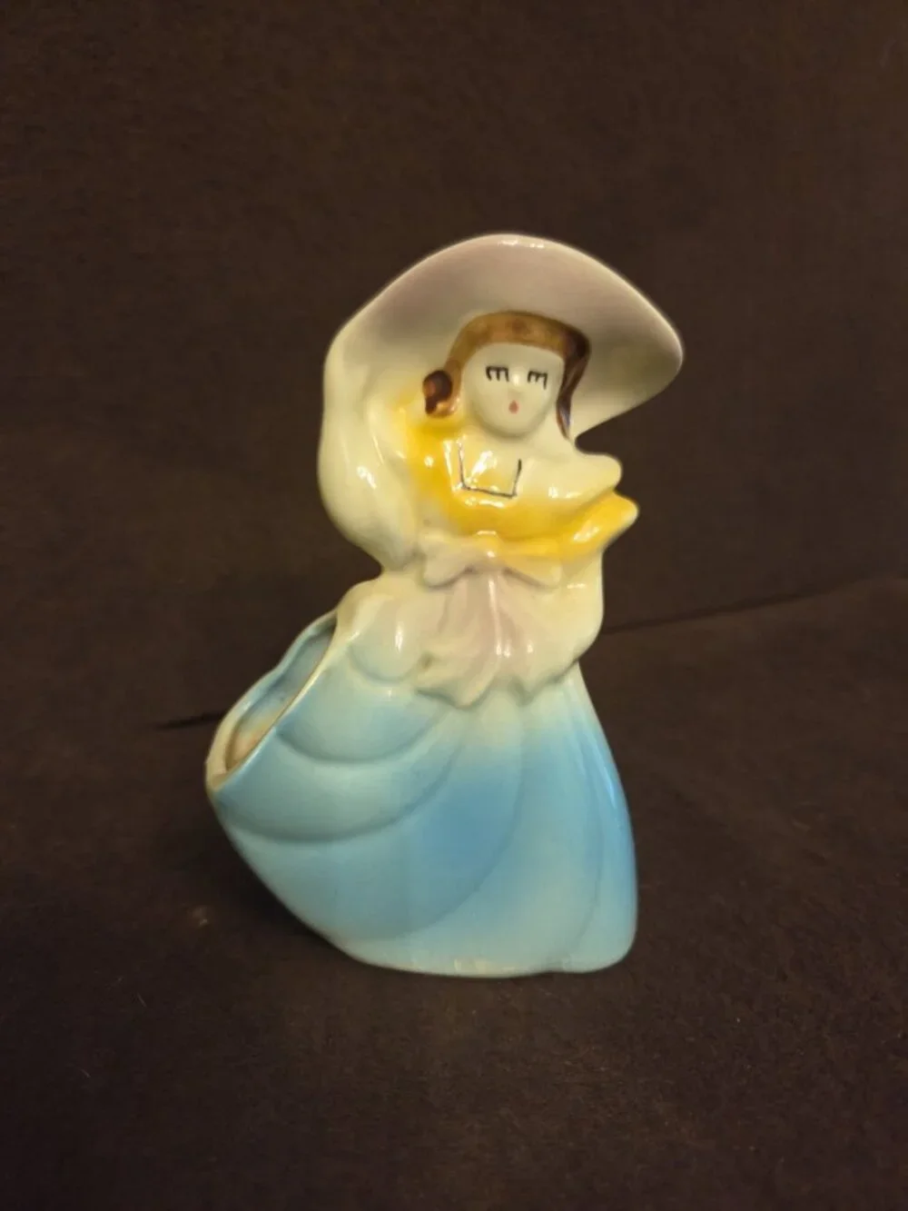Vintage Shawnee Southern Belle Planter Figurine Blue Dress